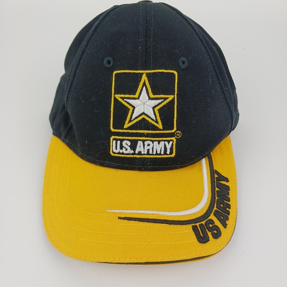 U.S. Army Hat Yellow & Black Army Strong Go Army Baseball Cap. Adjustable Strap